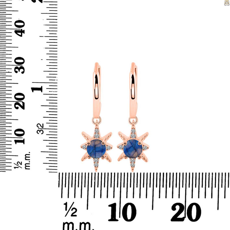 Labradorite & White Topaz Hoop Earring LBD-RDE-1470.
