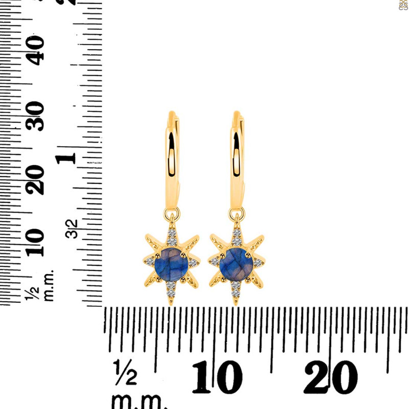 Labradorite & White Topaz Hoop Earring LBD-RDE-1470.