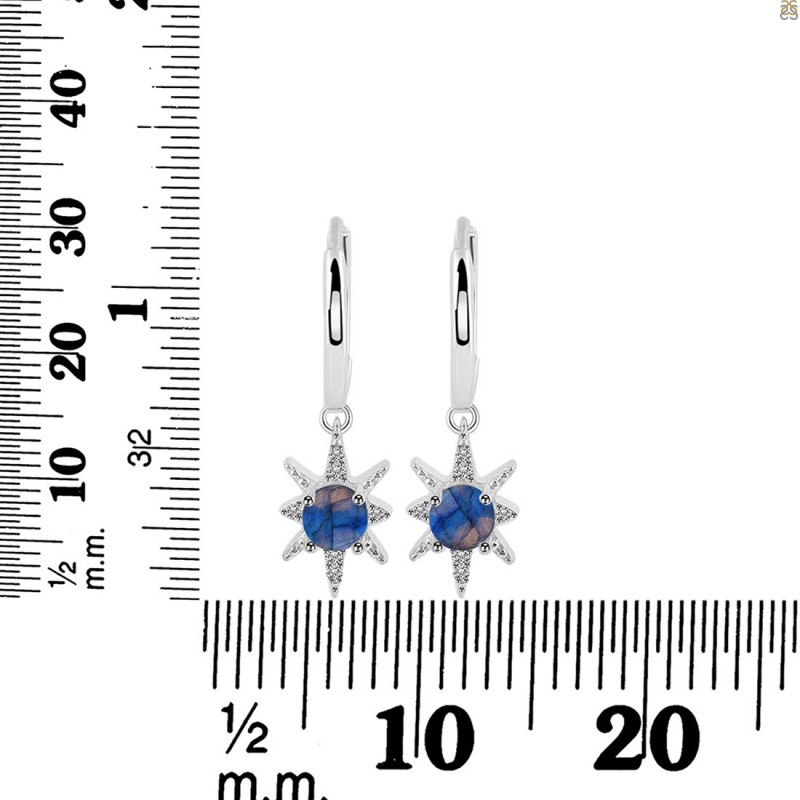 Labradorite & White Topaz Hoop Earring LBD-RDE-1470.