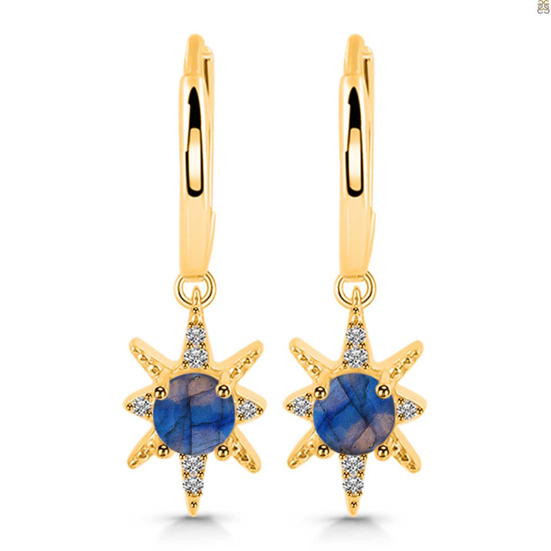 Labradorite & White Topaz Hoop Earring LBD-RDE-1470.