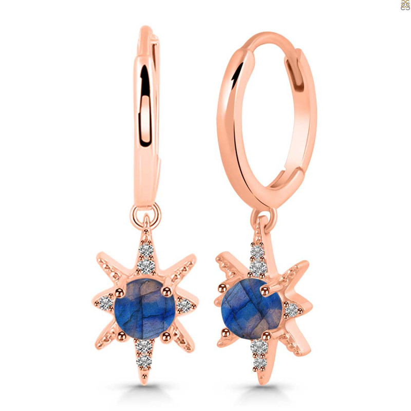Labradorite & White Topaz Hoop Earring LBD-RDE-1470.