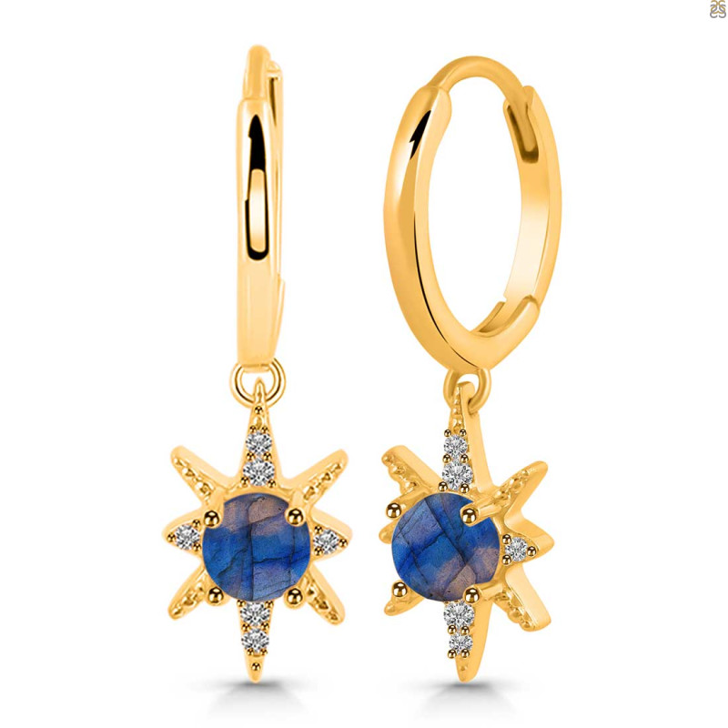 Labradorite & White Topaz Hoop Earring LBD-RDE-1470.