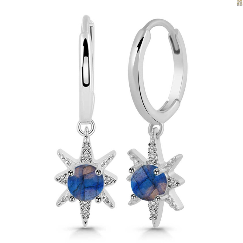 Labradorite & White Topaz Hoop Earring LBD-RDE-1470.