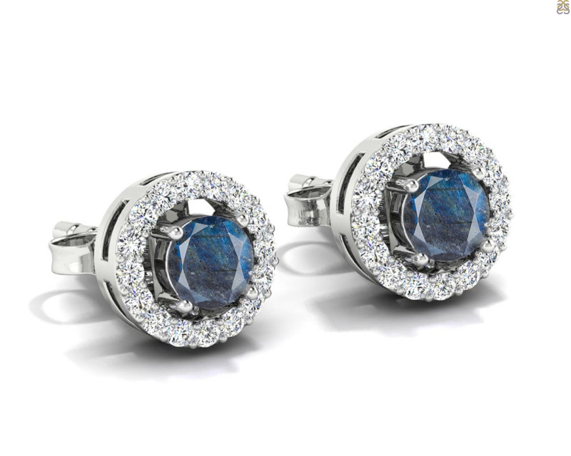 Labradorite & White Topaz Stud Earring LBD-RDE-984.