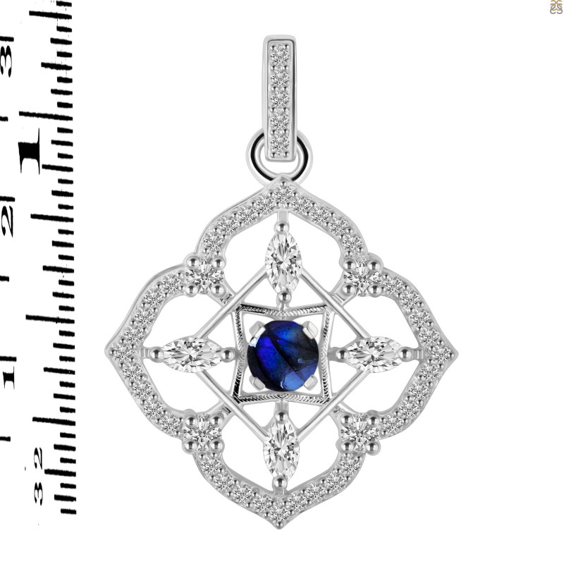 Labradorite & White Topaz Pendant LBD-RDP-797-CZ-LOOP.