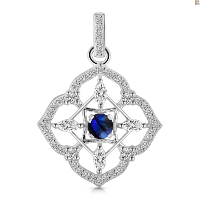 Labradorite & White Topaz Pendant LBD-RDP-797-CZ-LOOP.