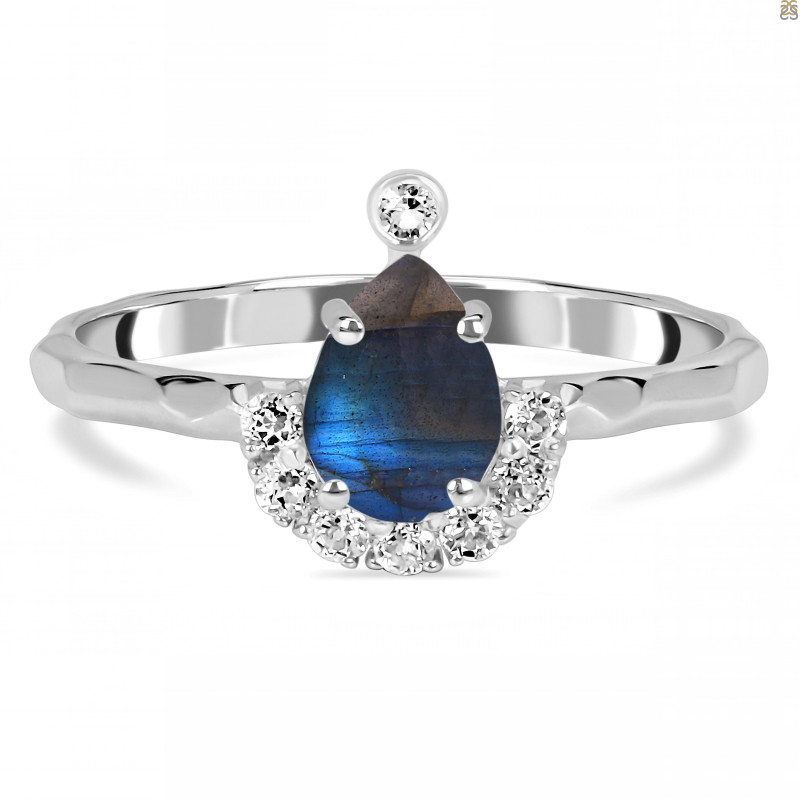Labradorite & White Topaz Ring LBD-RDR-1622.