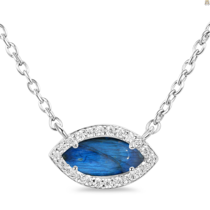 Labradorite & White Topaz Necklace With Adjustable Slider Lock LBD-RN-61.