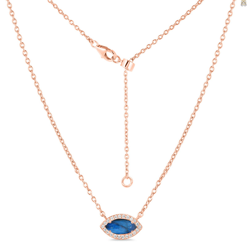 Labradorite & White Topaz Necklace With Adjustable Slider Lock LBD-RN-61.