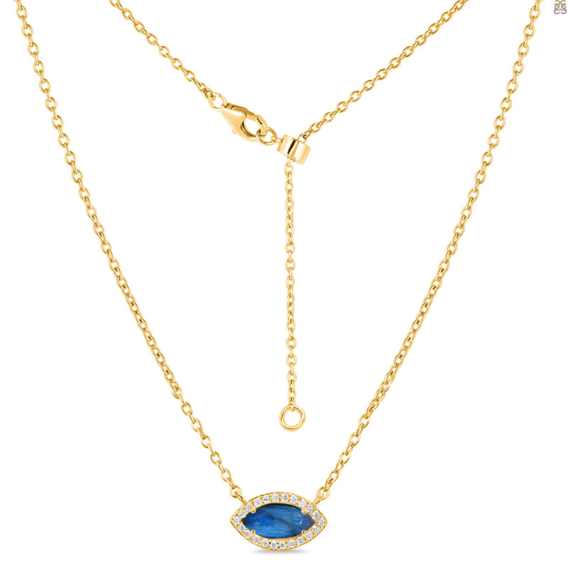 Labradorite & White Topaz Necklace With Adjustable Slider Lock LBD-RN-61.