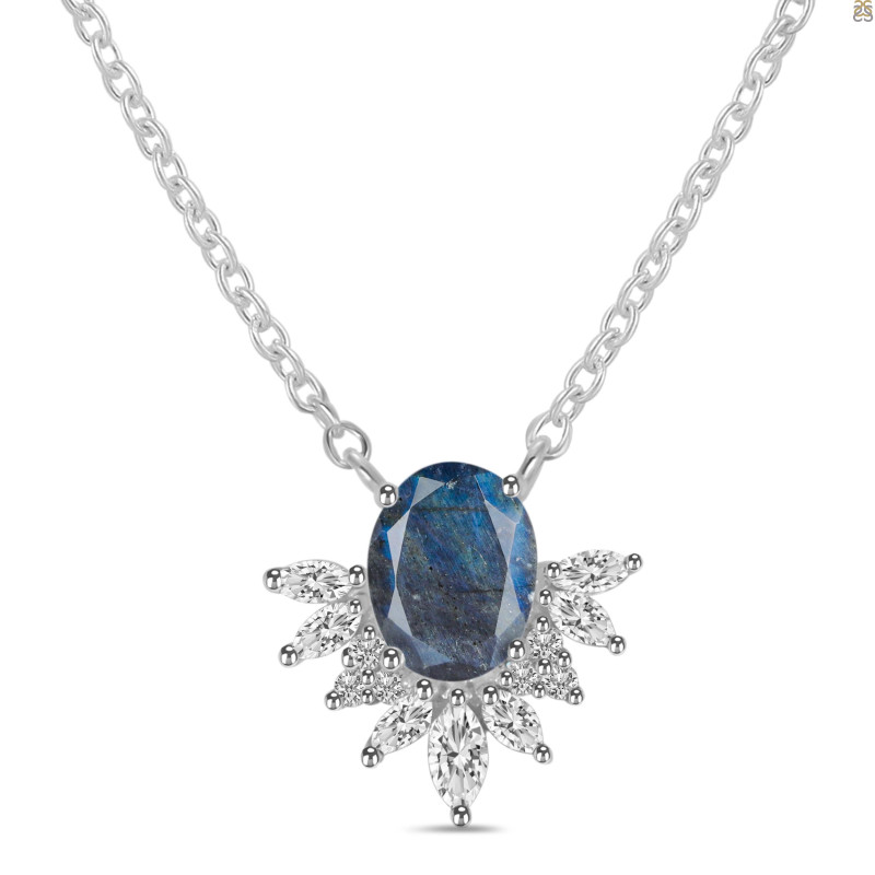 Labradorite & White Topaz Necklace LBD-RN-72.