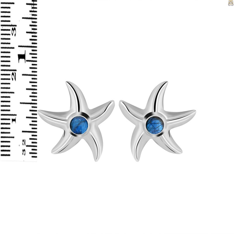 Labradorite Star Fish Stud Earring LBD-RUE-1.
