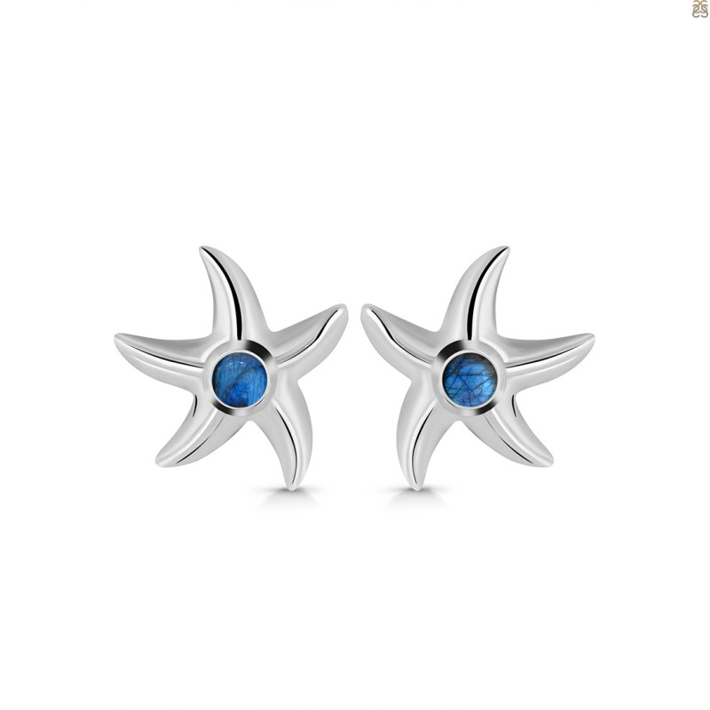 Labradorite Star Fish Stud Earring LBD-RUE-1.