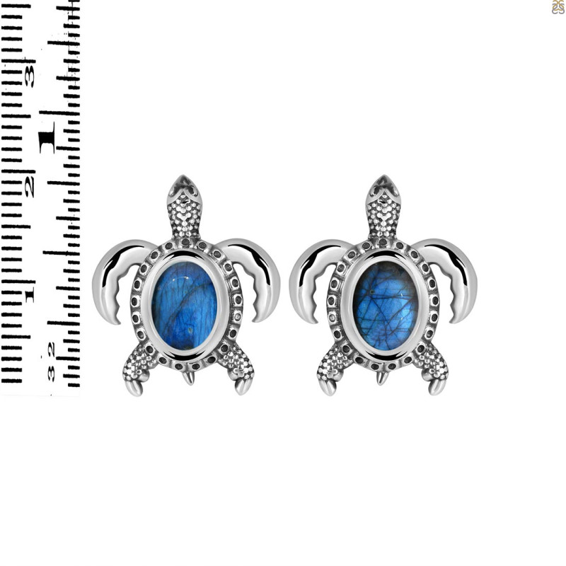 Labradorite Turtle Stud Earring LBD-RUE-4.