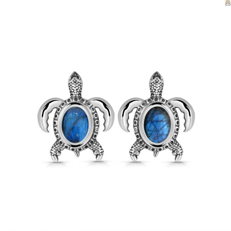 Labradorite Turtle Stud Earring LBD-RUE-4.