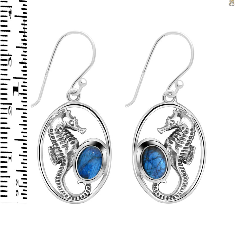 Labradorite Sea Horse Earring LBD-RUE-5.