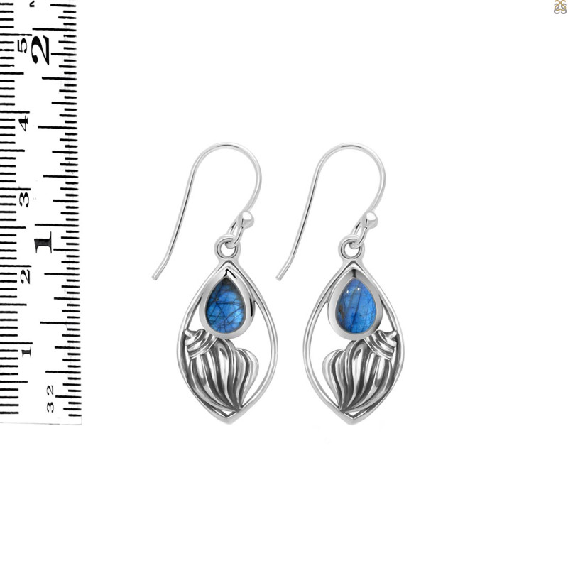 Labradorite Shell Earring LBD-RUE-6.