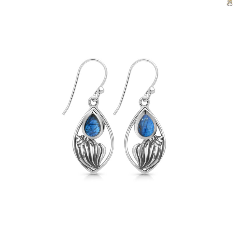 Labradorite Shell Earring LBD-RUE-6.