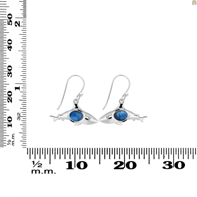 Labradorite & White Topaz Shark Earring LBD-RUE-13.