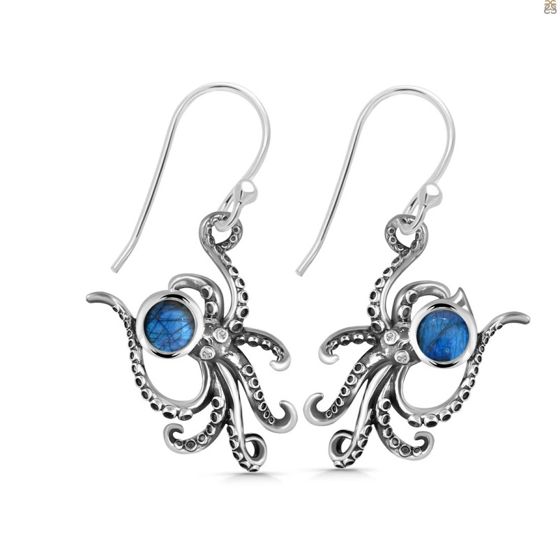 Labradorite Octopus Earring LBD-RUE-15.