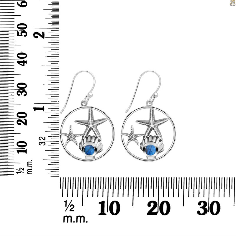 Labradorite Star Fish & Shell Earring LBD-RUE-16.