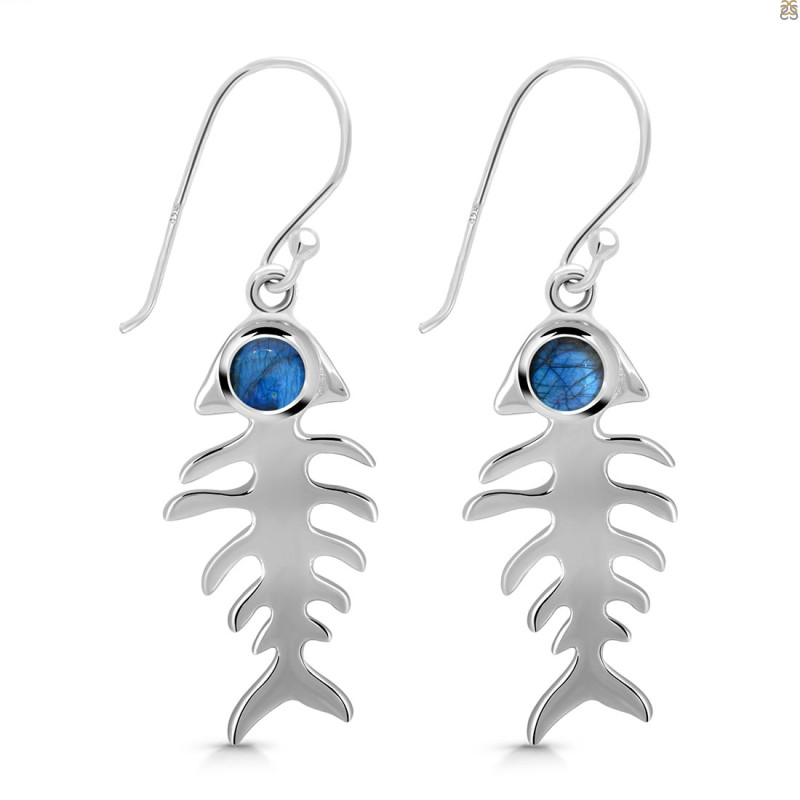 Labradorite Fish Bone Earring LBD-RUE-17.