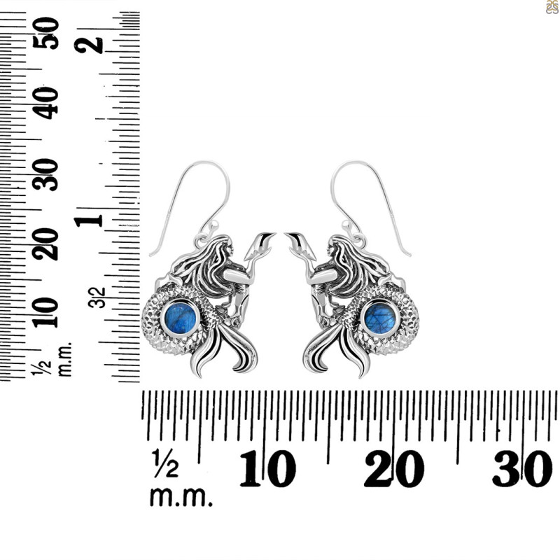 Labradorite Mermaid & Shell Earring LBD-RUE-21.