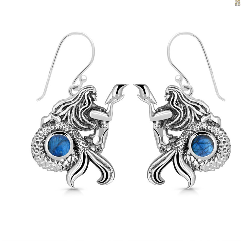 Labradorite Mermaid & Shell Earring LBD-RUE-21.