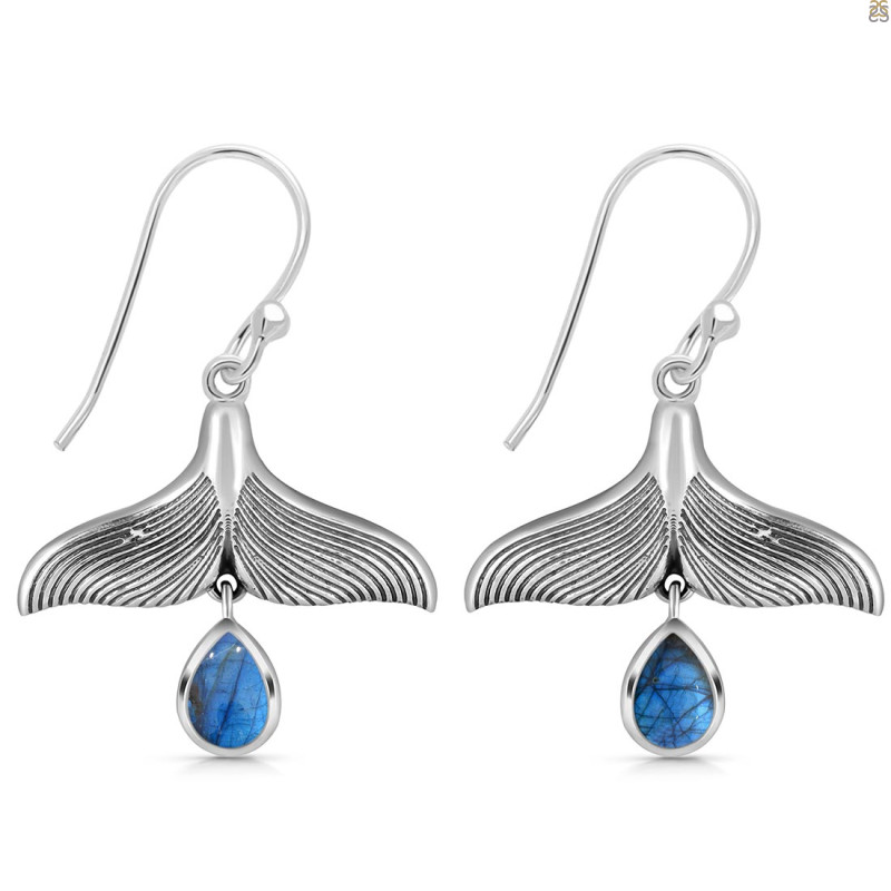 Labradorite Whale Tail Earring LBD-RUE-22.