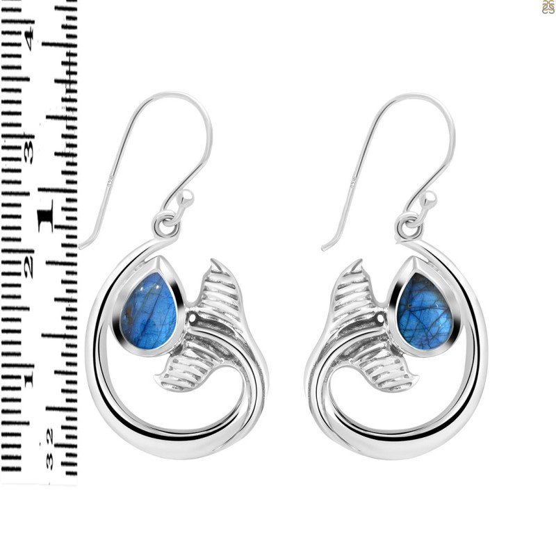 Labradorite Whale Tail Earring LBD-RUE-28.