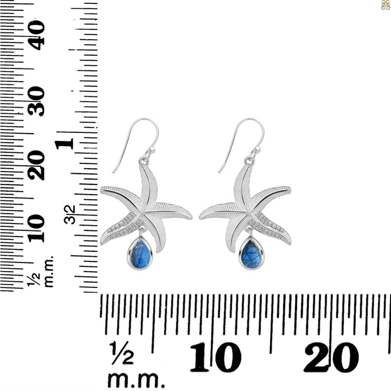 Labradorite & White Topaz Star Fish Earring LBD-RUE-31.