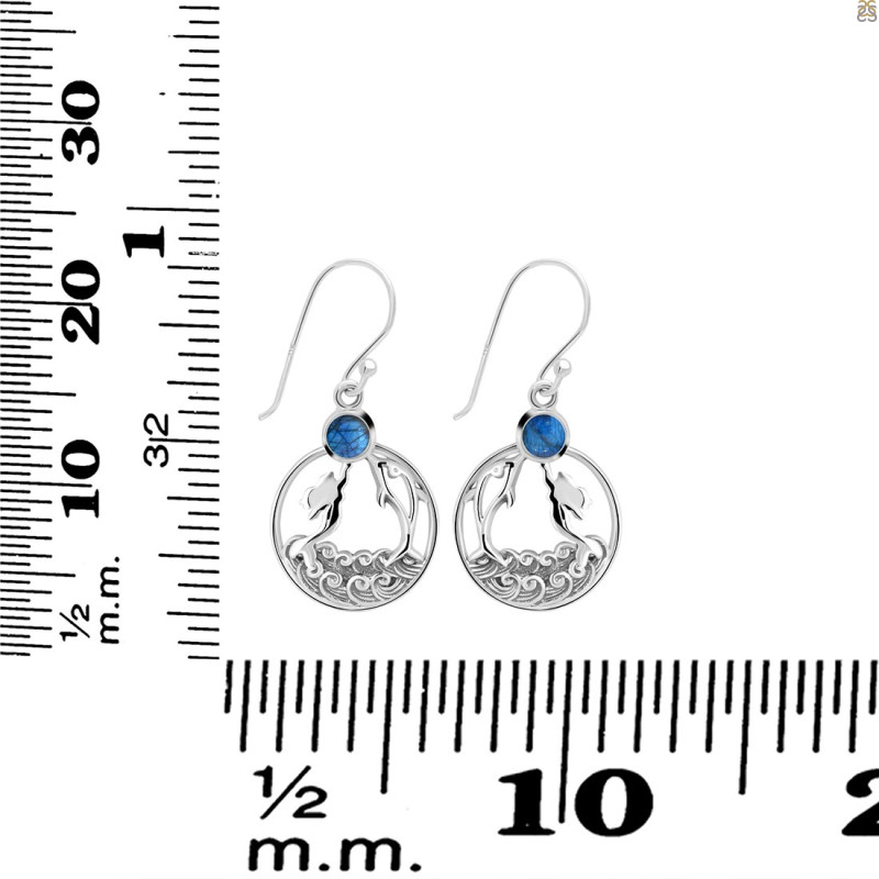Labradorite Mermaid & Dolphin Earring LBD-RUE-34.