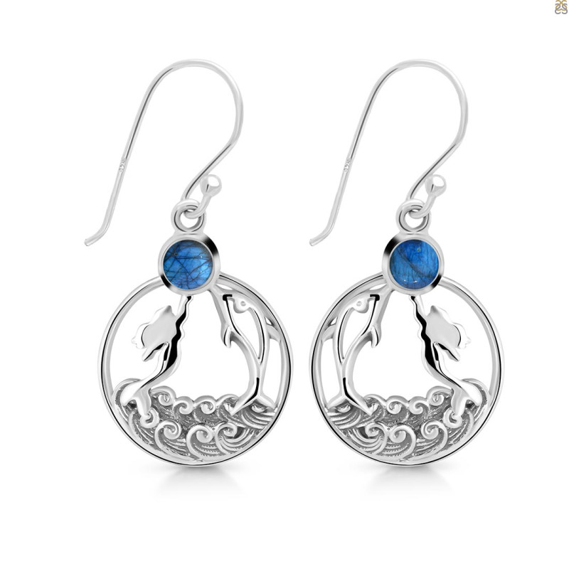 Labradorite Mermaid & Dolphin Earring LBD-RUE-34.