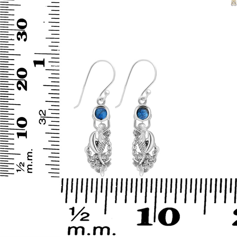 Labradorite Mermaid & Dolphin Earring LBD-RUE-35.