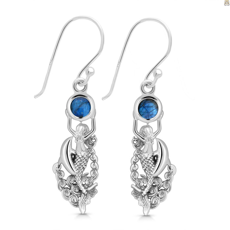 Labradorite Mermaid & Dolphin Earring LBD-RUE-35.