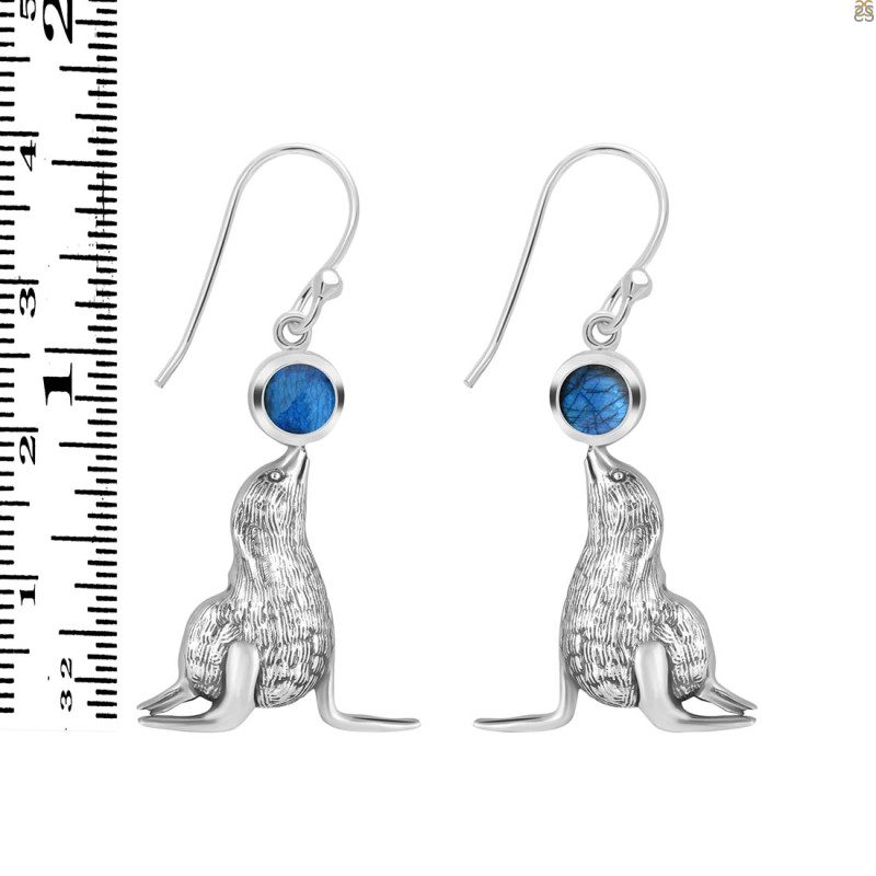 Labradorite Seal Earring LBD-RUE-37.