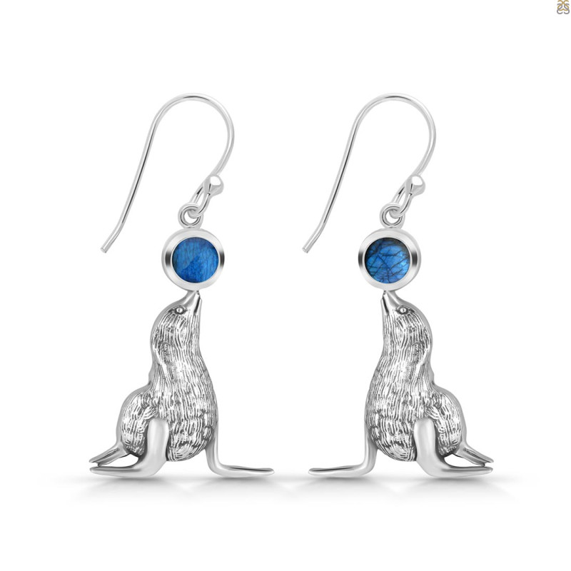 Labradorite Seal Earring LBD-RUE-37.