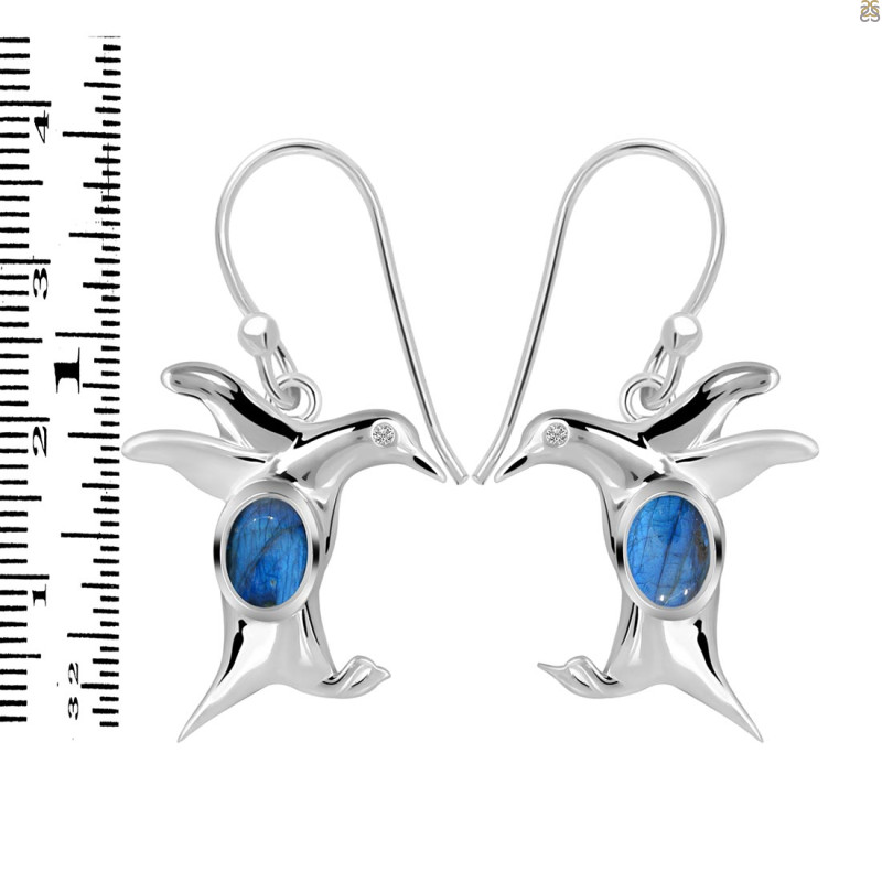 Labradorite & White Topaz Penguin Earring LBD-RUE-40.