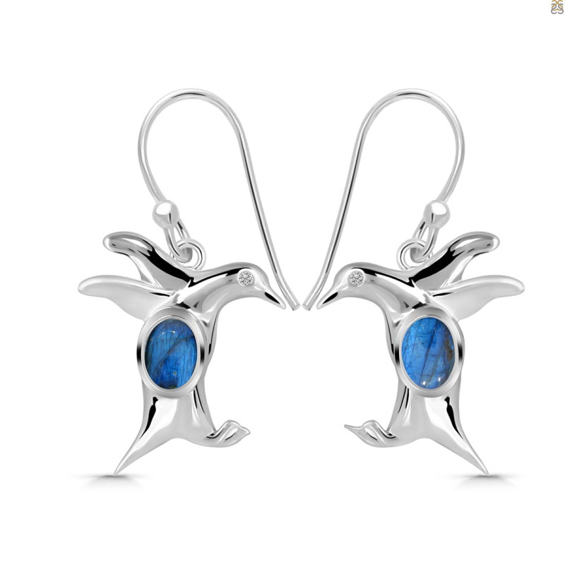 Labradorite & White Topaz Penguin Earring LBD-RUE-40.