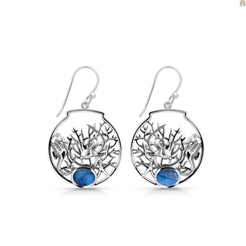Labradorite Sea Horse & Fish Earring LBD-RUE-41.