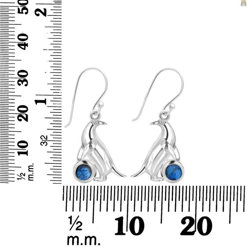 Labradorite & White Topaz Penguin Earring LBD-RUE-44.