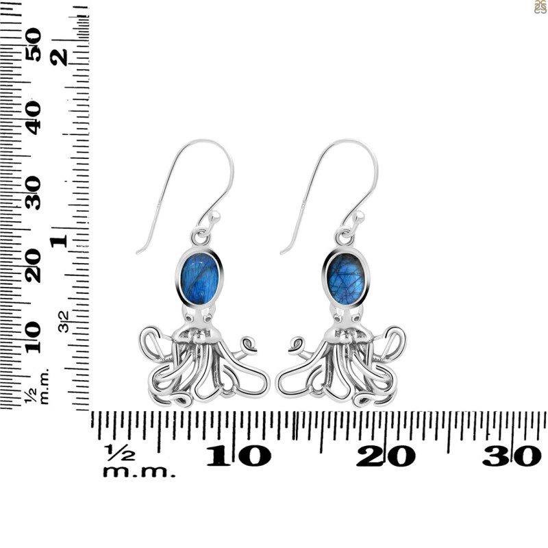 Labradorite Octopus Earring LBD-RUE-46.