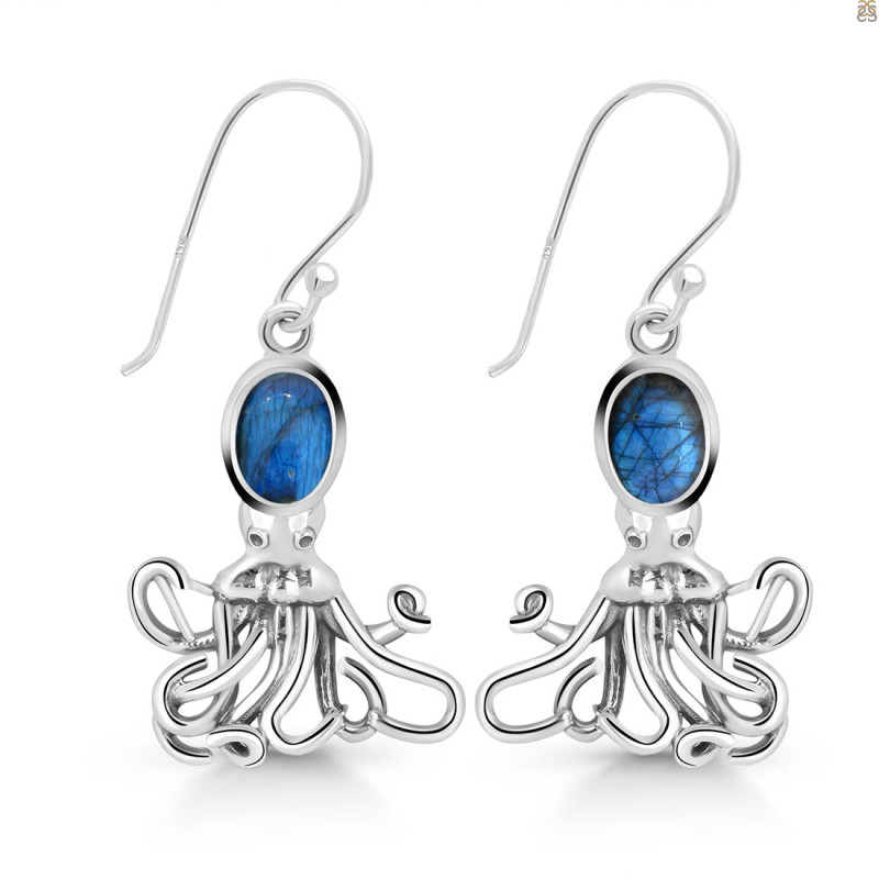 Labradorite Octopus Earring LBD-RUE-46.