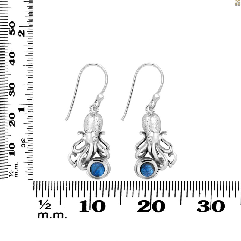 Labradorite Octopus Earring LBD-RUE-48.