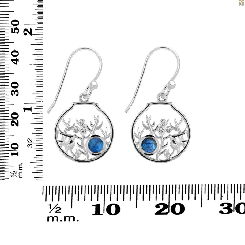 Labradorite & White Topaz Fish Earring LBD-RUE-62.