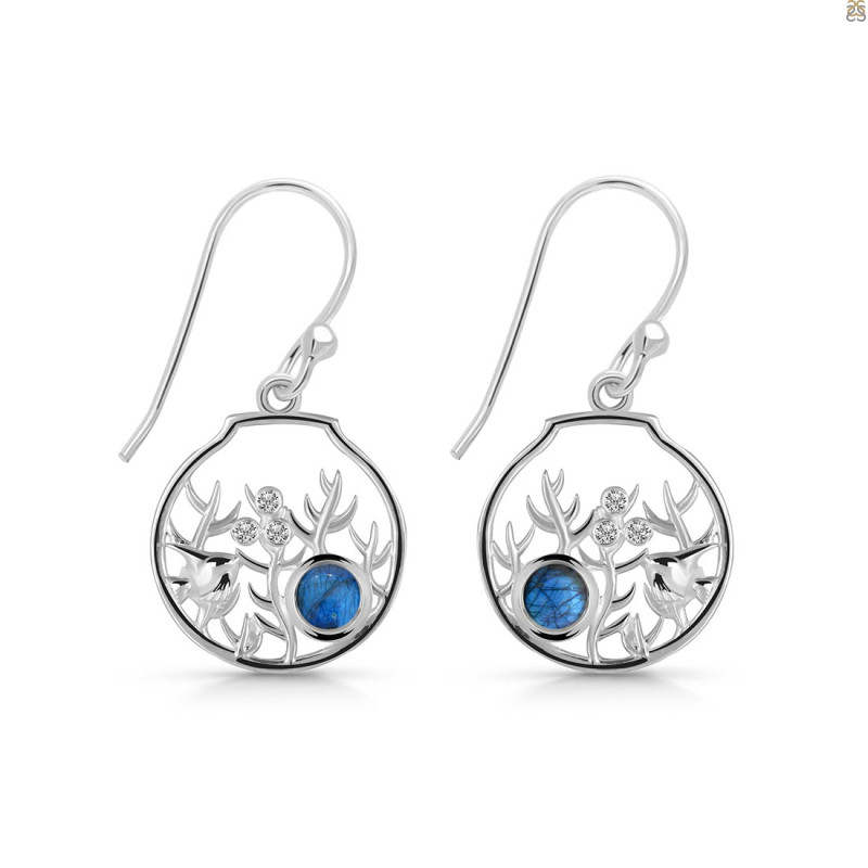 Labradorite & White Topaz Fish Earring LBD-RUE-62.