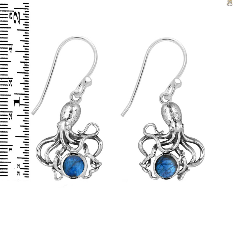 Labradorite Octopus Earring LBD-RUE-65.
