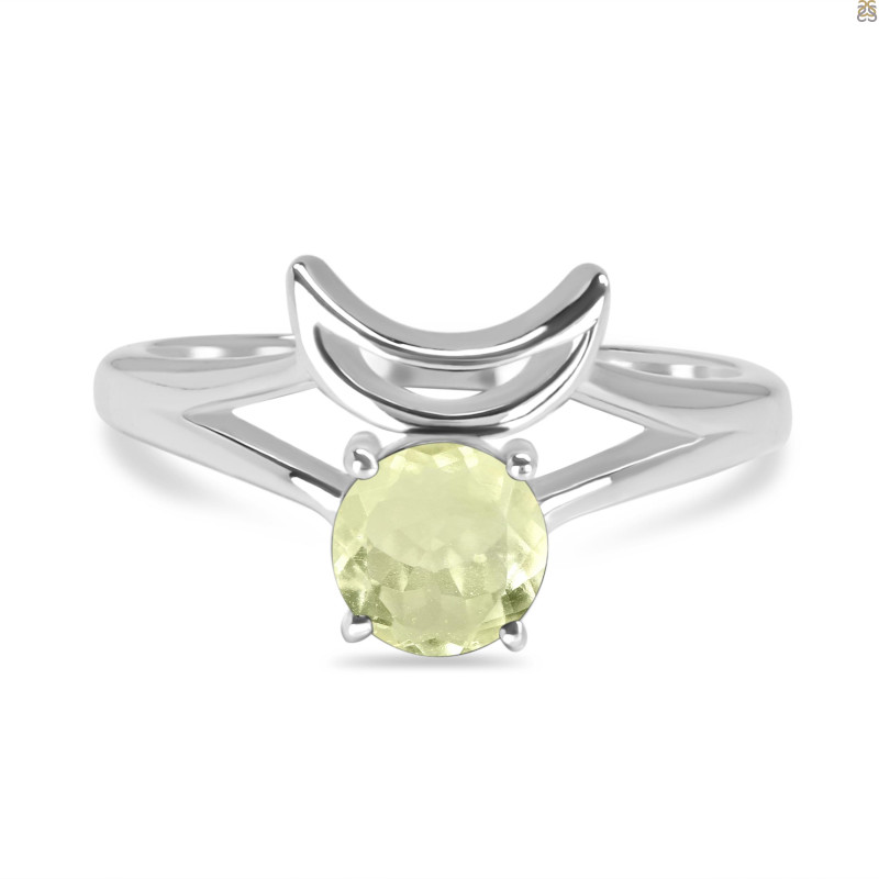 Libyan Desert Glass Crescent Moon Ring LDG-RDR-2151.