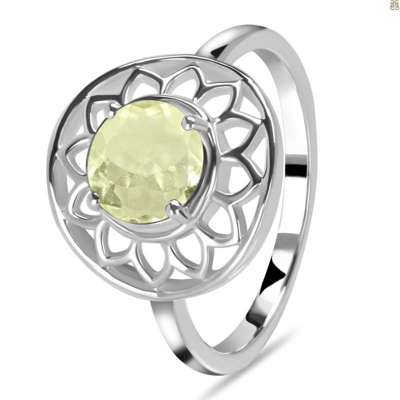 Libyan Desert Glass Flower Ring LDG-RDR-2162.