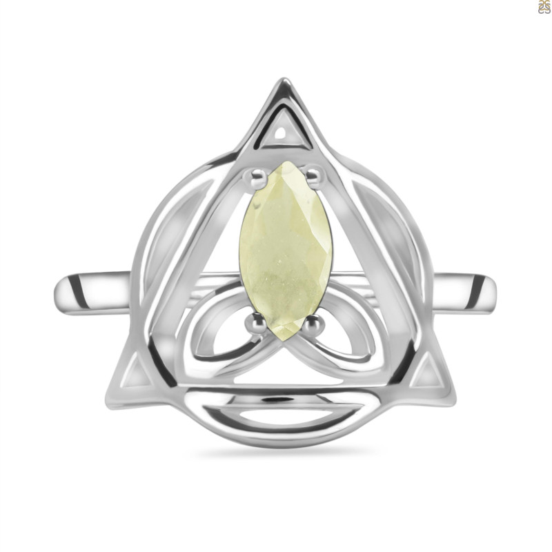 Libyan Desert Glass Triquetra Ring LDG-RDR-2166.